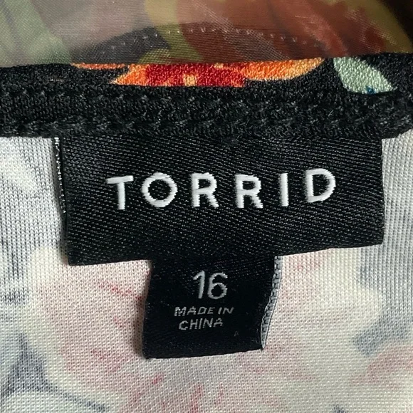 Torrid 16 floral dress with sheer sleeves orange - Picture 7 of 9